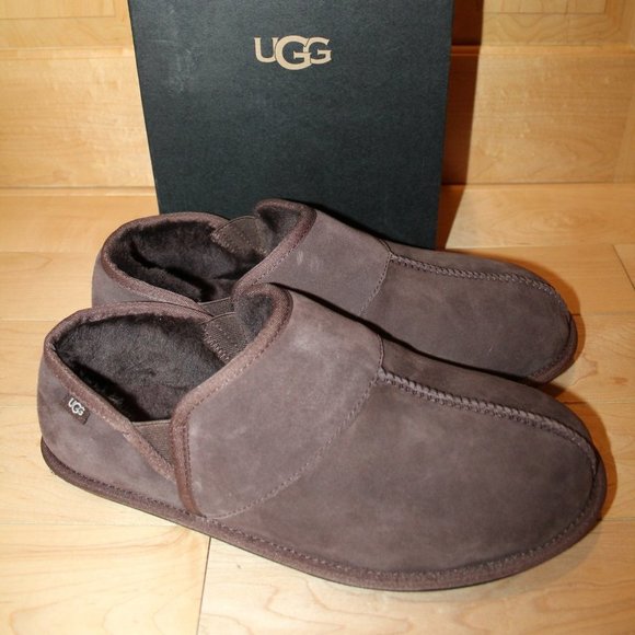 NIB MEN\'S UGG SLIP ON‎ SUEDE SHEARLING SLIPPERS BROWN main image 6